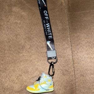 Mini 3d off white shoe keychain with lanyard